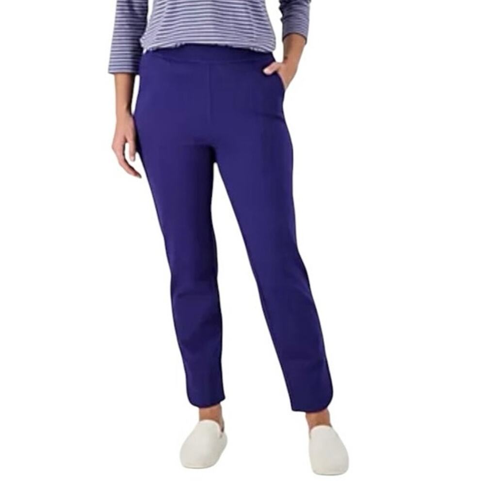 ISAAC MIZRAHI LIVE NWOT 24/7 Stretch Ankle Pants Size 10 Purple Pockets